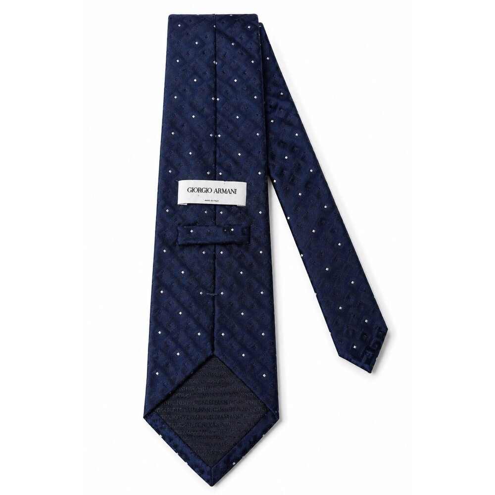 Giorgio Armani Blue Silk Tie Made in Italy Geometric Jacquard Luxury Designer